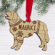 Load image into Gallery viewer, Personalised Leonberger Bauble Jumper Dog Bauble - Oak Veneer Wood - Add any name