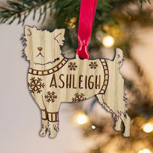 Load image into Gallery viewer, Personalised Affenpinscher Bauble Jumper Dog Bauble - Oak Veneer Wood - Add any name