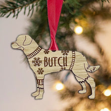 Load image into Gallery viewer, Personalised Rottweiler Bauble Jumper Dog Bauble - Oak Veneer Wood - Add any name