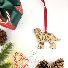 Load image into Gallery viewer, Personalised Labradoodle Bauble Jumper Dog Bauble - Oak Veneer Wood - Add any name