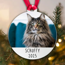 Load image into Gallery viewer, Personalised Cat Photo Bauble Tree Decoration