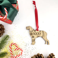 Load image into Gallery viewer, Personalised Italian Spinone Bauble Jumper Dog Bauble - Oak Veneer Wood - Add any name