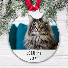 Load image into Gallery viewer, Personalised Cat Photo Bauble Tree Decoration