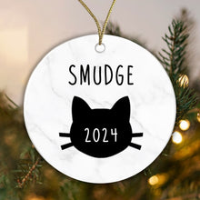 Load image into Gallery viewer, Personalised Ceramic Cat Bauble - Add any name and year!