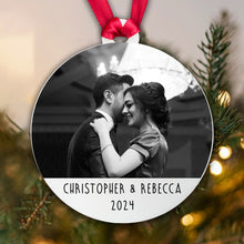 Load image into Gallery viewer, Personalised Couple Photo Bauble - Add a photo, names and year-Gift Boxed