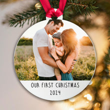 Load image into Gallery viewer, Personalised Our First Christmas Bauble - Acrylic Photo - Gift Boxed