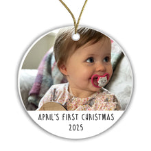 Load image into Gallery viewer, Name's First Christmas - Photo Bauble - Ceramic or Acrylic