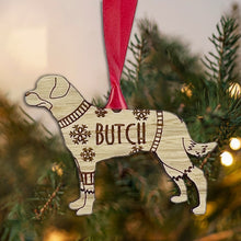 Load image into Gallery viewer, Personalised Rottweiler Bauble Jumper Dog Bauble - Oak Veneer Wood - Add any name