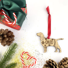 Load image into Gallery viewer, Personalised Springer Spaniel Bauble Jumper Dog Bauble - Oak Veneer Wood - Add any name