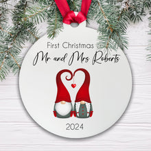 Load image into Gallery viewer, Personalised First Christmas as Mr & Mrs Bauble - Add your last name and the year
