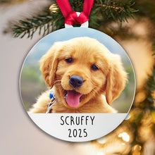 Load image into Gallery viewer, Personalised Dog Photo Bauble Tree Decoration