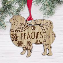 Load image into Gallery viewer, Personalised Japaneses Bauble Jumper Dog Bauble - Oak Veneer Wood - Add any name