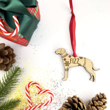 Load image into Gallery viewer, Personalised Rhodesian Bauble Jumper Dog Bauble - Oak Veneer Wood - Add any name