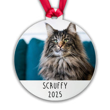 Load image into Gallery viewer, Personalised Cat Photo Bauble Tree Decoration