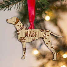 Load image into Gallery viewer, Personalised Dalmation Bauble Jumper Dog Bauble - Oak Veneer Wood - Add any name