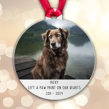 Load image into Gallery viewer, Personalised Memorial 'Left a Paw Print' Bauble - Acrylic Dog Photo