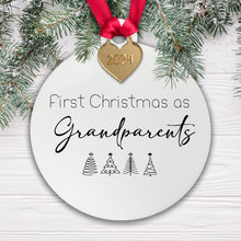Load image into Gallery viewer, Personalised First Christmas as Grandparents Tree Decoration Bauble | Acrylic