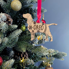Load image into Gallery viewer, Personalised Springer Spaniel Bauble Jumper Dog Bauble - Oak Veneer Wood - Add any name