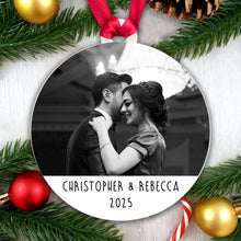 Load image into Gallery viewer, Personalised Couple Photo Bauble - Add a photo, names and year-Gift Boxed