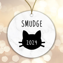 Load image into Gallery viewer, Personalised Ceramic Cat Bauble - Add any name and year!