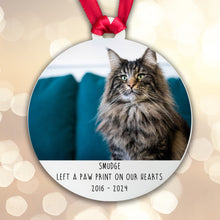 Load image into Gallery viewer, Personalised Memorial 'Left a Paw Print' Bauble - Acrylic Photo