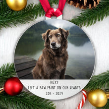 Load image into Gallery viewer, Personalised Memorial 'Left a Paw Print' Bauble - Acrylic Dog Photo