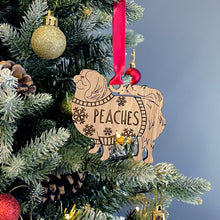 Load image into Gallery viewer, Personalised Japaneses Bauble Jumper Dog Bauble - Oak Veneer Wood - Add any name
