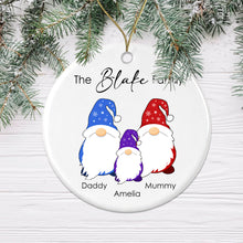Load image into Gallery viewer, Personalised Gonk Family Christmas Bauble Ceramic - 1 Childs Name + Surname - Gift Boxed