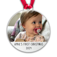 Load image into Gallery viewer, Personalised Baby's First Christmas Bauble - Acrylic Photo