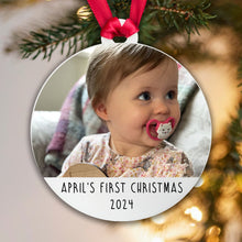 Load image into Gallery viewer, Personalised Baby's First Christmas Bauble - Acrylic Photo