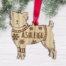 Load image into Gallery viewer, Personalised Affenpinscher Bauble Jumper Dog Bauble - Oak Veneer Wood - Add any name