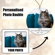 Load image into Gallery viewer, Personalised Memorial 'Left a Paw Print' Bauble - Acrylic Photo