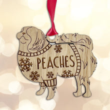 Load image into Gallery viewer, Personalised Japaneses Bauble Jumper Dog Bauble - Oak Veneer Wood - Add any name
