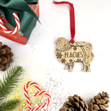 Load image into Gallery viewer, Personalised Japaneses Bauble Jumper Dog Bauble - Oak Veneer Wood - Add any name