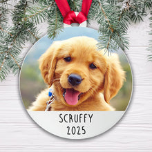 Load image into Gallery viewer, Personalised Dog Photo Bauble Tree Decoration