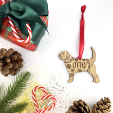 Load image into Gallery viewer, Personalised Otterhound Bauble Jumper Dog Bauble - Oak Veneer Wood - Add any name