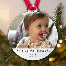 Load image into Gallery viewer, Name's First Christmas - Photo Bauble - Ceramic or Acrylic