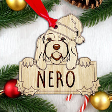 Load image into Gallery viewer, Personalised Cockapoo Dog Bauble - Peeking Dog - Oak Veneer Wood - Add your own name!