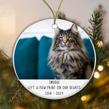 Load image into Gallery viewer, Personalised Memorial 'Left a Paw Print' Bauble - Acrylic Photo