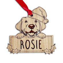 Load image into Gallery viewer, Personalised Labrador Dog Bauble - Peeking Dog - Oak Veneer Wood - Add your own name!