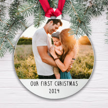 Load image into Gallery viewer, Personalised Our First Christmas Bauble - Acrylic Photo - Gift Boxed