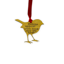 Load image into Gallery viewer, Robins Appear Tree Decoration - Bird - Sustainable Oak Wooden Bauble