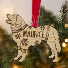 Load image into Gallery viewer, Personalised Leonberger Bauble Jumper Dog Bauble - Oak Veneer Wood - Add any name
