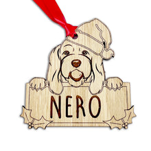Load image into Gallery viewer, Personalised Cockapoo Dog Bauble - Peeking Dog - Oak Veneer Wood - Add your own name!