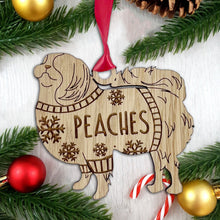 Load image into Gallery viewer, Personalised Japaneses Bauble Jumper Dog Bauble - Oak Veneer Wood - Add any name
