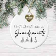 Load image into Gallery viewer, Personalised First Christmas as Grandparents Tree Decoration Bauble | Ceramic | Gift Boxed