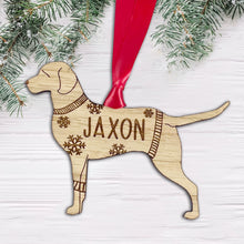 Load image into Gallery viewer, Personalised Chesapeake Bay Retriever Bauble Jumper Dog Bauble - Oak Veneer Wood - Add any name