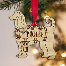 Load image into Gallery viewer, Personalised Afghan Hound Bauble Jumper Dog Bauble - Oak Veneer Wood - Add any name