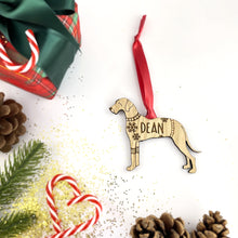 Load image into Gallery viewer, Personalised Great Dane Bauble Jumper Dog Bauble - Oak Veneer Wood - Add any name