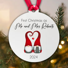 Load image into Gallery viewer, Personalised First Christmas as Mr & Mrs Bauble - Add your last name and the year